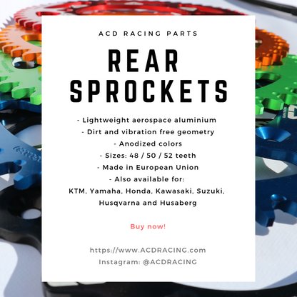 Rear sprocket KTM EXC200-GAS GAS EC250 - HUSABERG FC550 -  Aluminium 48/49/50/51/52 T